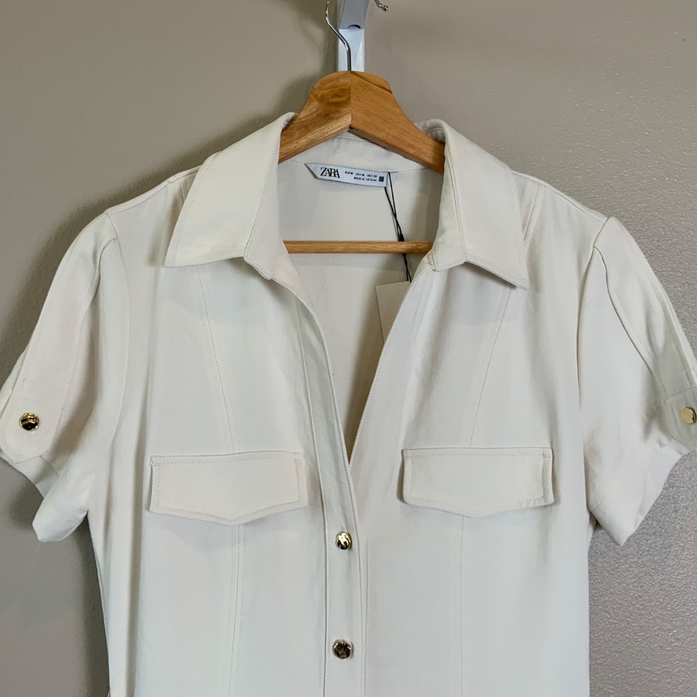 ZARA Belted Midi Shirt Dress - Picture 8 of 16